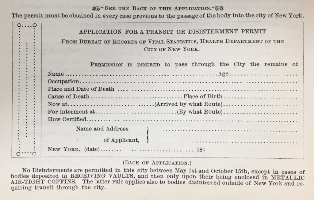 1871 NYC bodies in transit application